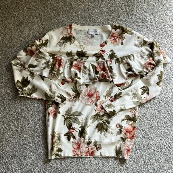 Anthropologie Harlyn Ruffled Floral long
Sleeve Sweater - Picture 5 of 7